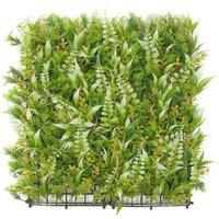 Hygrad Built to Survive Pack of 12 x Artificial Boxwood Topiary Screen Wall Hedge Grass 50 x 50cm For Indoor/Outdoor - Lime Green | Size: 50 x 50 cm