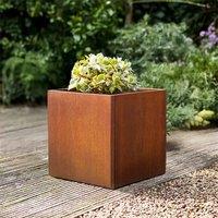 Nicoman Metal Planter Pre-Rusted Corten Steel Cube Planter - 50cm x 50cm in Bronze | Size: 50 cm x 50 cm