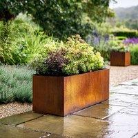 Nicoman Metal Planter Corten Steel Trough Planter Pre-Rusted 80cm x 40cm in Bronze | Size: 80 cm x 40 cm