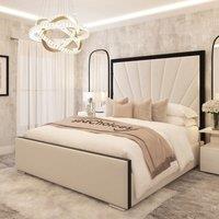 Bed Choices Palace Sunburst with 70 Upholstered Bed Frame in Cream | Size: Small Double