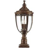 Netlighting English Bridle 3 Light Large Outdoor Pedestal Light British Bronze IP44 E14 in Brown
