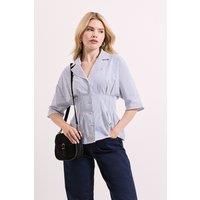 Dorothy Perkins Women's Batwing Pinstripe Corset Shirt in Blue | Size: 16