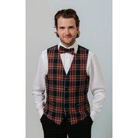 Dobell Men's Navy Blue Tartan Waistcoat | Size: Medium