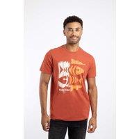 Weird Fish Men's Double Fish Front Print Graphic T-Shirt in Orange | Size: 4XL