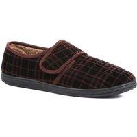 Pavers Men's Cosy Tartan Slippers in Brown | Size: 11