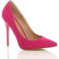AJVANI Women's High Stiletto Heel Faux Suede Court Shoes in Fuchsia | Size: 5
