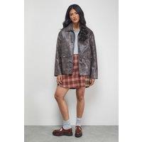 Warehouse Women's Mixed Check Buckle Side Pleat Awkward Length Skirt | Size: 12
