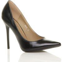 AJVANI Women's High Stiletto Heel Faux Leather Court Shoes in Black | Size: 3