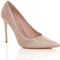 AJVANI Women's High Stiletto Heel Glitter Mesh Court Shoes in Rose Gold | Size: 6