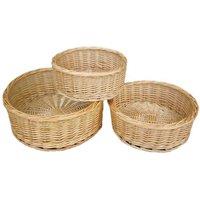Red Hamper Wicker Set of 3 Round Straight-Sided Tray in Brown