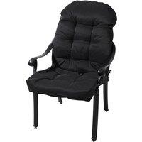 Living and Home 110cm L x 48cm W Waterproof Garden Lounger Chair Cushion in Black | Size: 110 cm L x 48 cm W