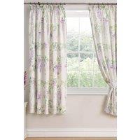 Dreams & Drapes 'Wisteria' Pair of Pencil Pleat Curtains With Tie-Backs in Lilac | Size: 168 cm width x 183 cm drop