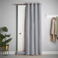 Luxury Living Velvet Chenille Thermal Fleece Lined Single Eyelet Door Curtain in Silver | Size: 137 cm width x 213 cm drop