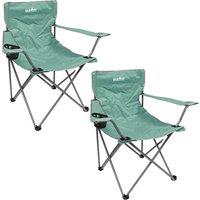 VFM e-Store Folding Camping Chair with Carry Bag & Cup Holder 51cm x 81cm 2 Pack in Light Green | Size: 51 cm x 81 cm