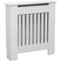 Oypla Small Wooden Slatted Grill Radiator Cover Cabinet in White