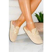 Love Lemonade Women's Crystal Imperial Suede Slip On Clog Mules in Nude | Size: 5