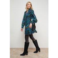 Oasis Women's Printed Lace Trim Boho Shirt Mini Dress in Floral | Size: 12