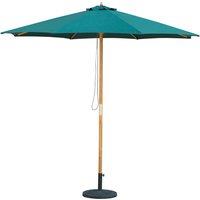 Mint Outdoor Bali - Wooden Parasol - 2.95m - Hunter Green Weatherproof Fabric