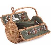 Red Hamper Wicker 2 Person Green Tweed Barrel Picnic Basket