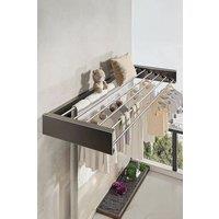H&O Direct Space-Saving Wall Mounted Towel Drying Rack in Black
