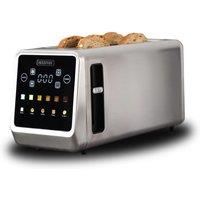 Geepas 4-Slice Digital Touch Toaster 6 Browning Levels Reheat & Defrost in Metallic Silver