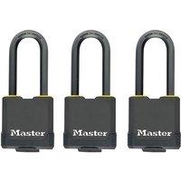 Master Lock Excell Weather Tough 45Mm Padlock 4-Pin- Keyed Alike X 3 in Black