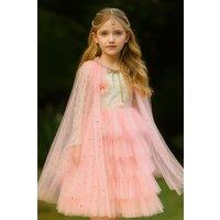 Lilly + Bo Girl's Posey Cape ~ A perfect Christmas gift for girls with a Pink Satin Drawstring Bag in Ivory | Size: 5-8 Years