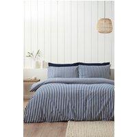Catherine Lansfield 'Brushed Cotton Stripe' Duvet Cover Set in Navy | Size: Double