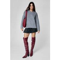 NastyGal Women's Oversized Crew Neck Jumper in Grey | Size: Large