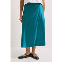Dorothy Perkins Women's Satin Bias Cut Skirt in Teal | Size: 10