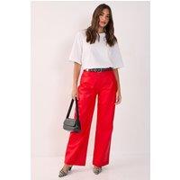 NastyGal Women's Essentials Faux Leather Trouser in Red | Size: 4