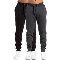 French Connection Men's 2 Pack Cotton Blend Joggers in Black | Size: XL