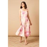 Oasis Women's Bow Strap Midi Prom Dress in Floral | Size: 14