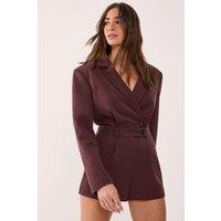 NastyGal Women's Tailored Button Detail Romper in Chocolate | Size: 6