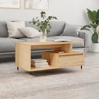 Berkfield Home Coffee Table Sonoma Oak 90x49x45 cm Engineered Wood in Brown | Size: 90 x 49 x 45 cm
