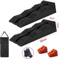 VOGREX 2PC Campervan Leveling Blocks 5T Capacity Caravan Trailer Ramp Set in Black