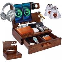 Wooden Docking Station Desktop Mobile Phone Holder Bedside Table Organizer Rack
