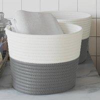 Berkfield Home Storage Baskets 2 pcs Grey & White 24x18 cm Cotton | Size: 24x18 cm