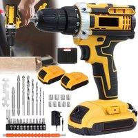 VOGREX 21V Cordless Drill Combi Driver High Power Electric Screwdriver Set in Yellow