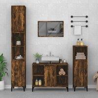 Berkfield Home 3 Piece Bathroom Furniture Set Smoked Oak Engineered Wood in Brown