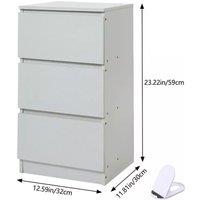 Modern Bedside Table Storage Cabinet with Drawers and Shelf L