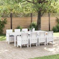 Berkfield Home Garden Dining Set Set of 9 White Rattan Durable