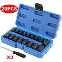 VOGREX Impacted E Torx Star Sockets E5 - E24 3/8 & 1/2 Drive 17pc Set New in Blue