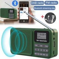 VOGREX DAB DAB+ Digital Radio FM Rechargeable Bluetooth Music Player LCD in Green