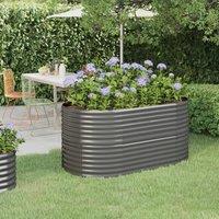 Berkfield Home Garden Raised Bed Powder-coated Steel 152x80x68 cm Grey | Size: 152 x 80 x 68 cm