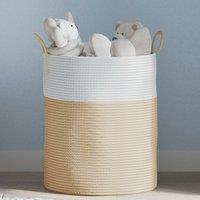 Berkfield Home Storage Basket Beige & White 38x46 cm Cotton | Size: 38x46 cm