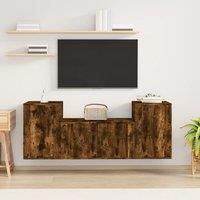Berkfield Home 3 Piece TV Cabinet Set Smoked Oak Engineered Wood in Brown