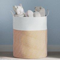 Berkfield Home Storage Basket Brown & White 38x46 cm Cotton | Size: 38x46 cm