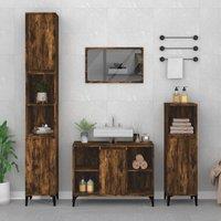 Berkfield Home Sink Cabinet Smoked Oak 80x33x60 cm Engineered Wood in Brown | Size: 80 x 33 x 60 cm
