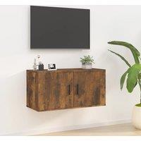 Berkfield Home Wall Mounted TV Cabinet Smoked Oak 80x34.5x40 cm in Brown